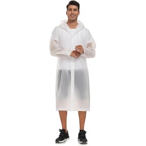 Extra Long Rain Ponchos for Adults - EVA Rain Coats Waterproof Unisex Rain Jacket with Drawstring Hood