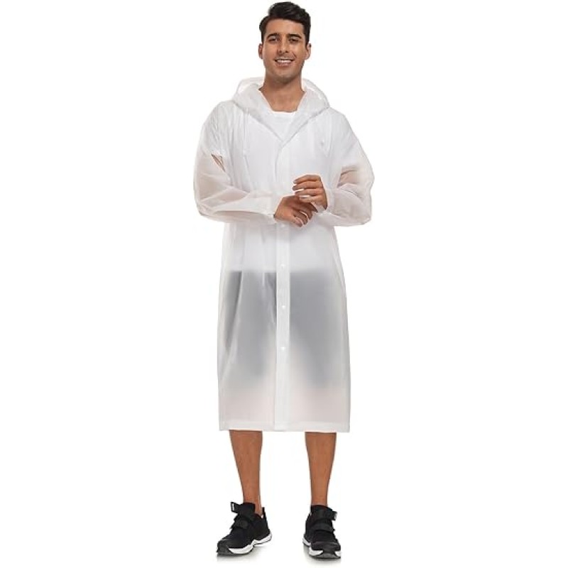 Extra Long Rain Ponchos for Adults - EVA Rain Coats Waterproof Unisex Rain Jacket with Drawstring Hood