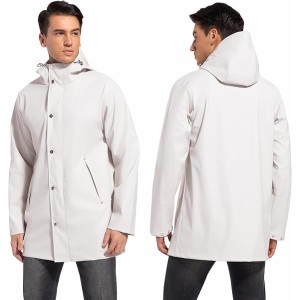 Men's Rain Jacket with Hooded Waterproof Active Long Raincoat Classic Rain Coats Windbreaker for Hiking Camping