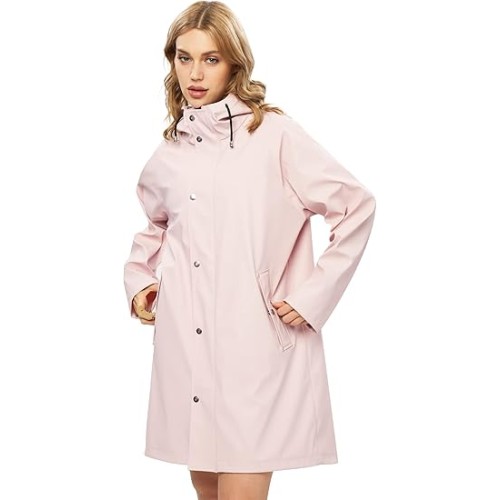 Rain Jackets for Women Waterproof, Raincoat Long Hooded Rain Coats Outdoor Windbreaker Trench Coat