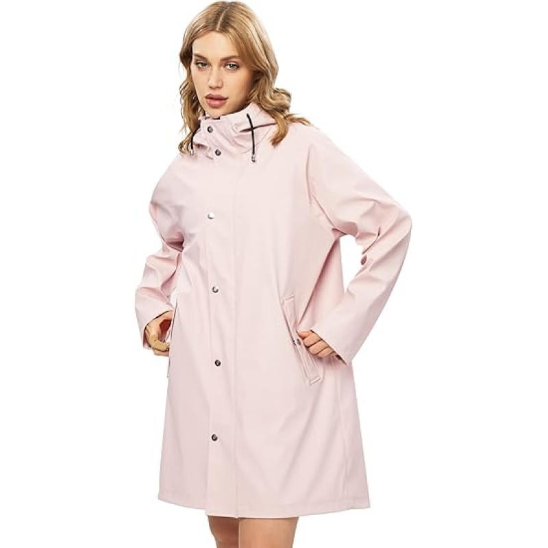 Rain Jackets for Women Waterproof, Raincoat Long Hooded Rain Coats Outdoor Windbreaker Trench Coat