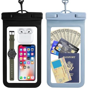 2-Pack Extra Large Waterproof Phone Pouch - Universal Dry Bag for iPhone,  Wallet, Passport - Touch Sensitive with Finger Strap