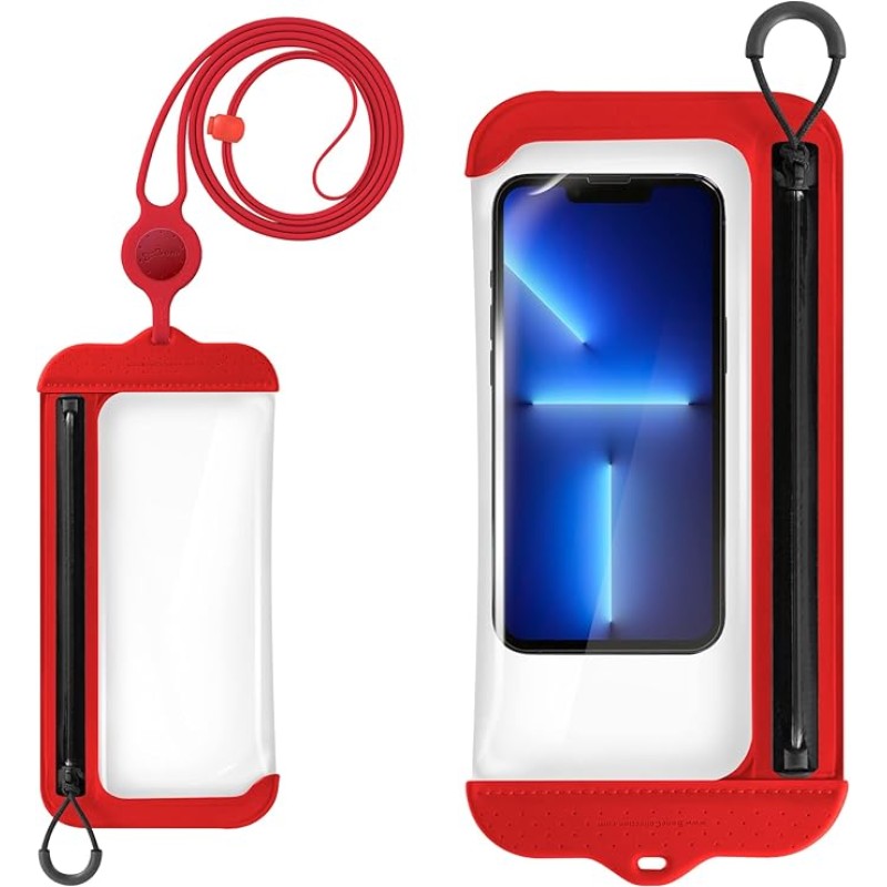 Underwater Phone Case with Adjustable Silicone Shoulder Strap, IPX8 Waterproof Cell Phone Dry Pouch for Beach & Swimming